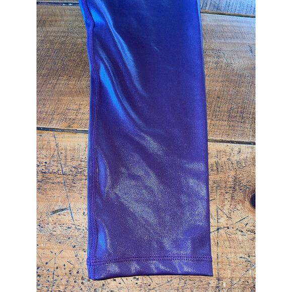Womens Zyia Active Purple Metallic Soft‎ Cropped Workout Leggings Size 12 - Picture 2 of 9
